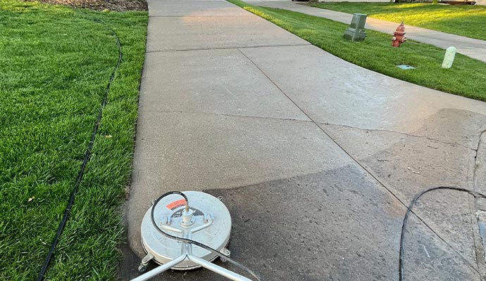 Walkways cleaning with pressure washing