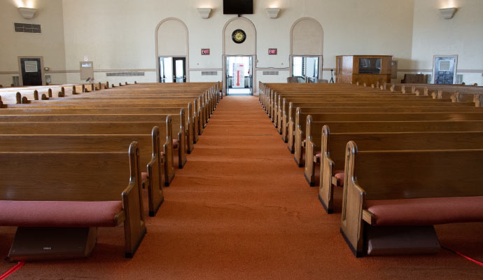 carpeted interior of a church