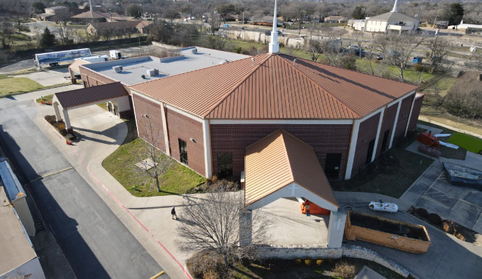 aerial view of a church