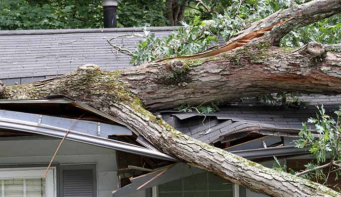 damaged house due to storm