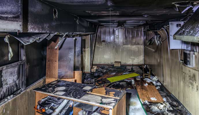 Fire damaged interior